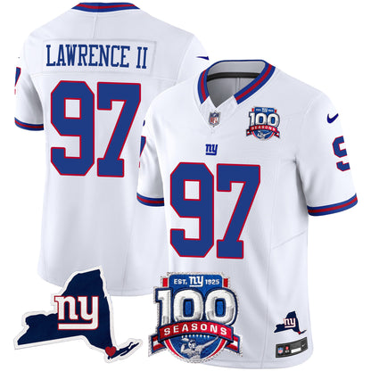 Men's New York Giants 100th Season & State Patch Vapor Limited Jersey - All Stitched