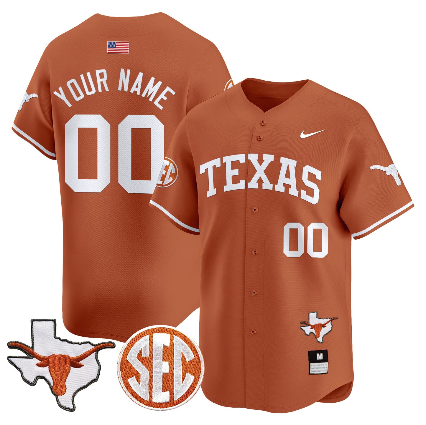 Texas Longhorns 2024 Vapor Premier Baseball Custom Jersey - All Stitched