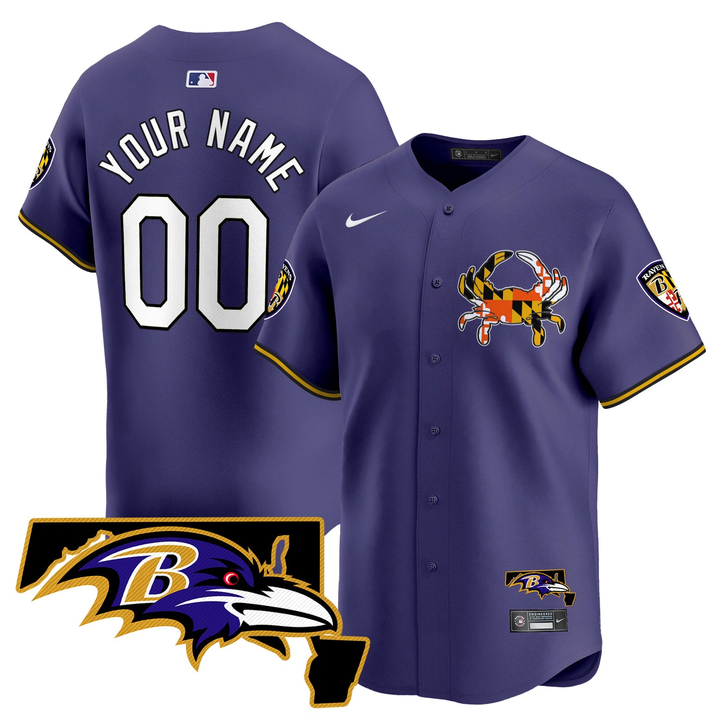 Baltimore Ravens 2024 Vapor Premier Baseball Custom Jersey V2 - All Stitched