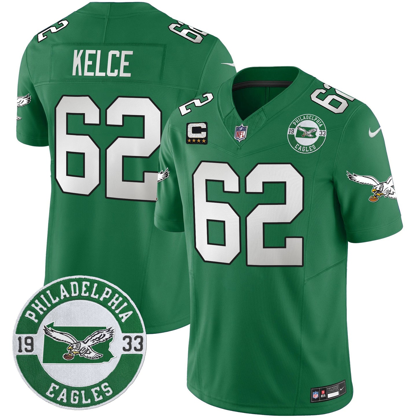 Philadelphia Eagles 2024 Throwback Vapor Limited Jersey - Est. 1933 Patch - All Stitched