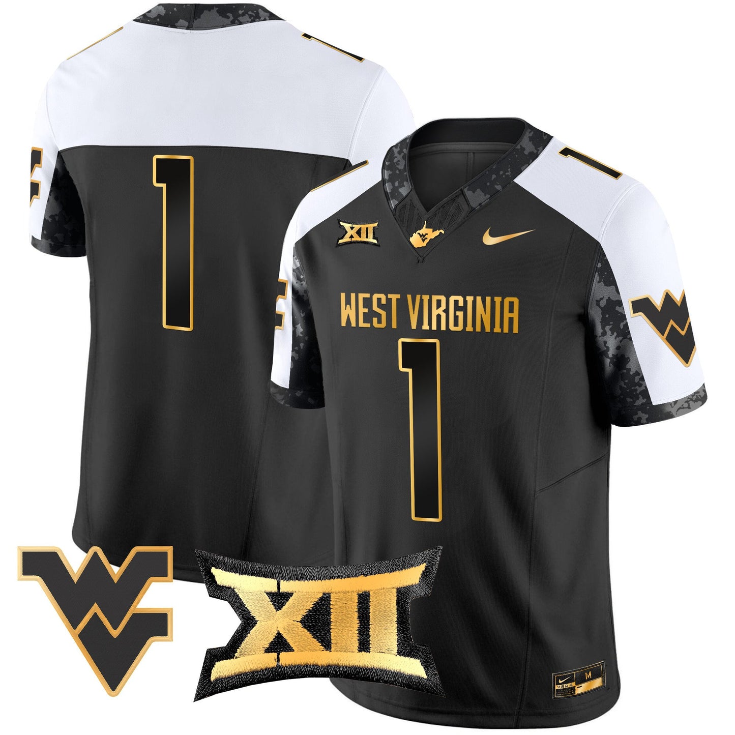 West Virginia Mountaineers 2024 Gold Vapor Limited Jersey - All Stitched