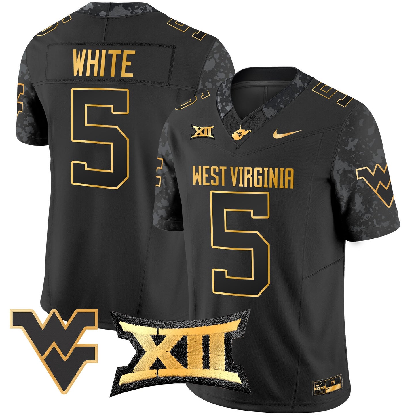 West Virginia Mountaineers 2024 Gold Vapor Limited Jersey - All Stitched