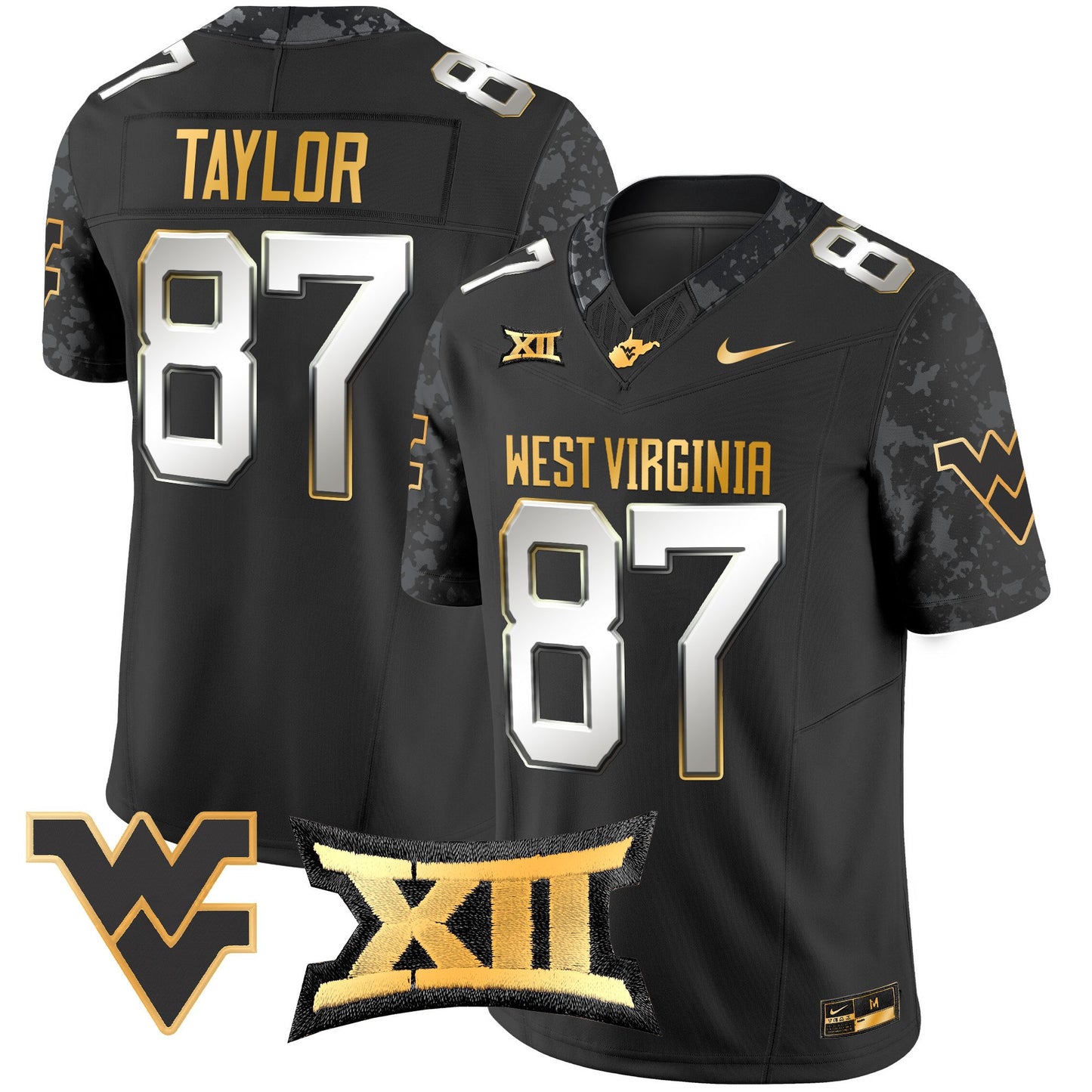 West Virginia Mountaineers 2024 Gold Vapor Limited Jersey - All Stitched