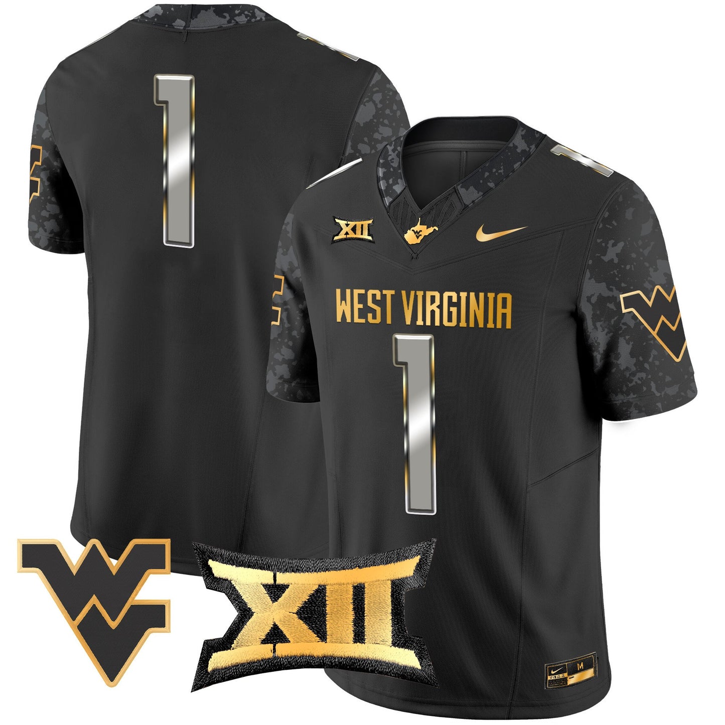 West Virginia Mountaineers 2024 Gold Vapor Limited Jersey - All Stitched