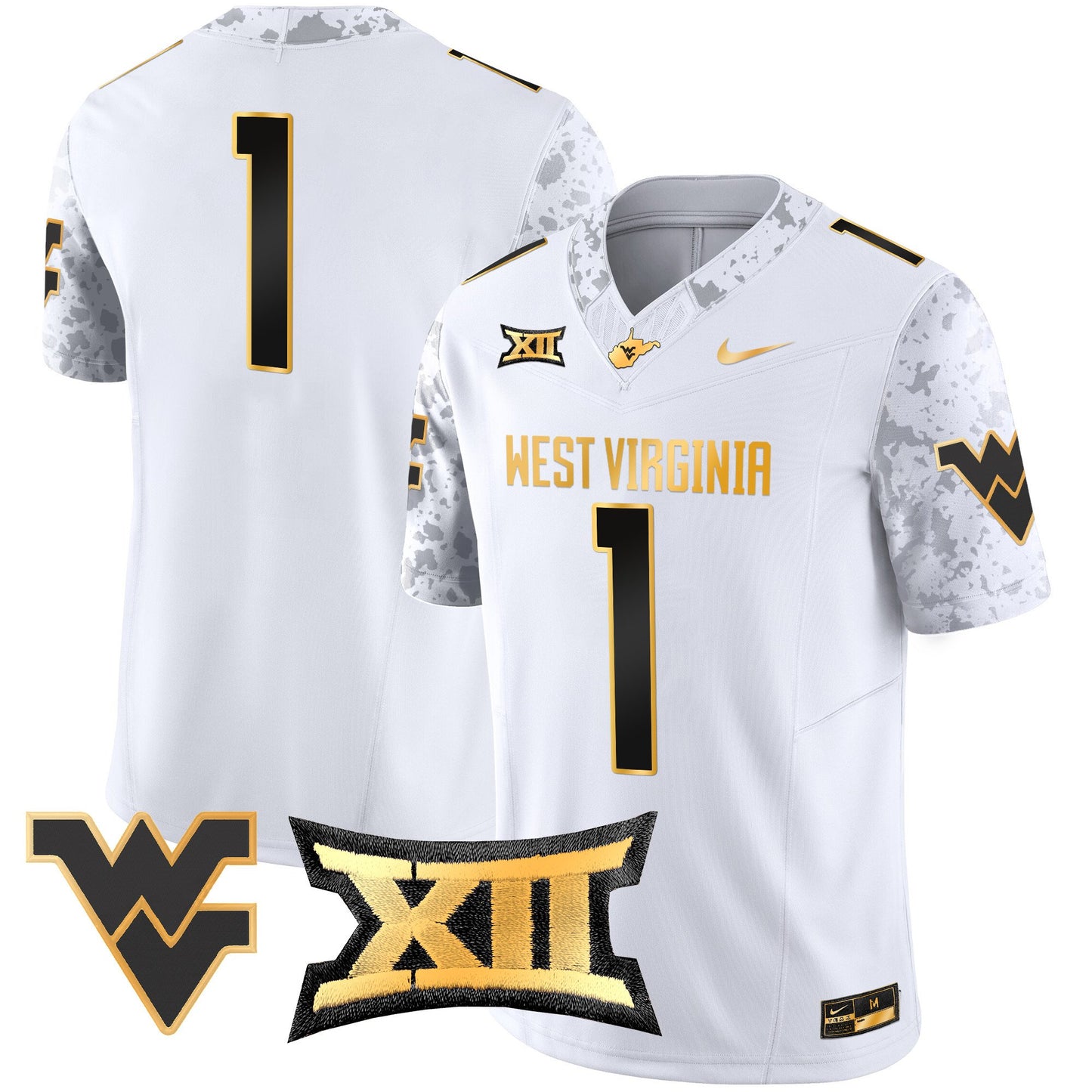 West Virginia Mountaineers 2024 Gold Vapor Limited Jersey - All Stitched