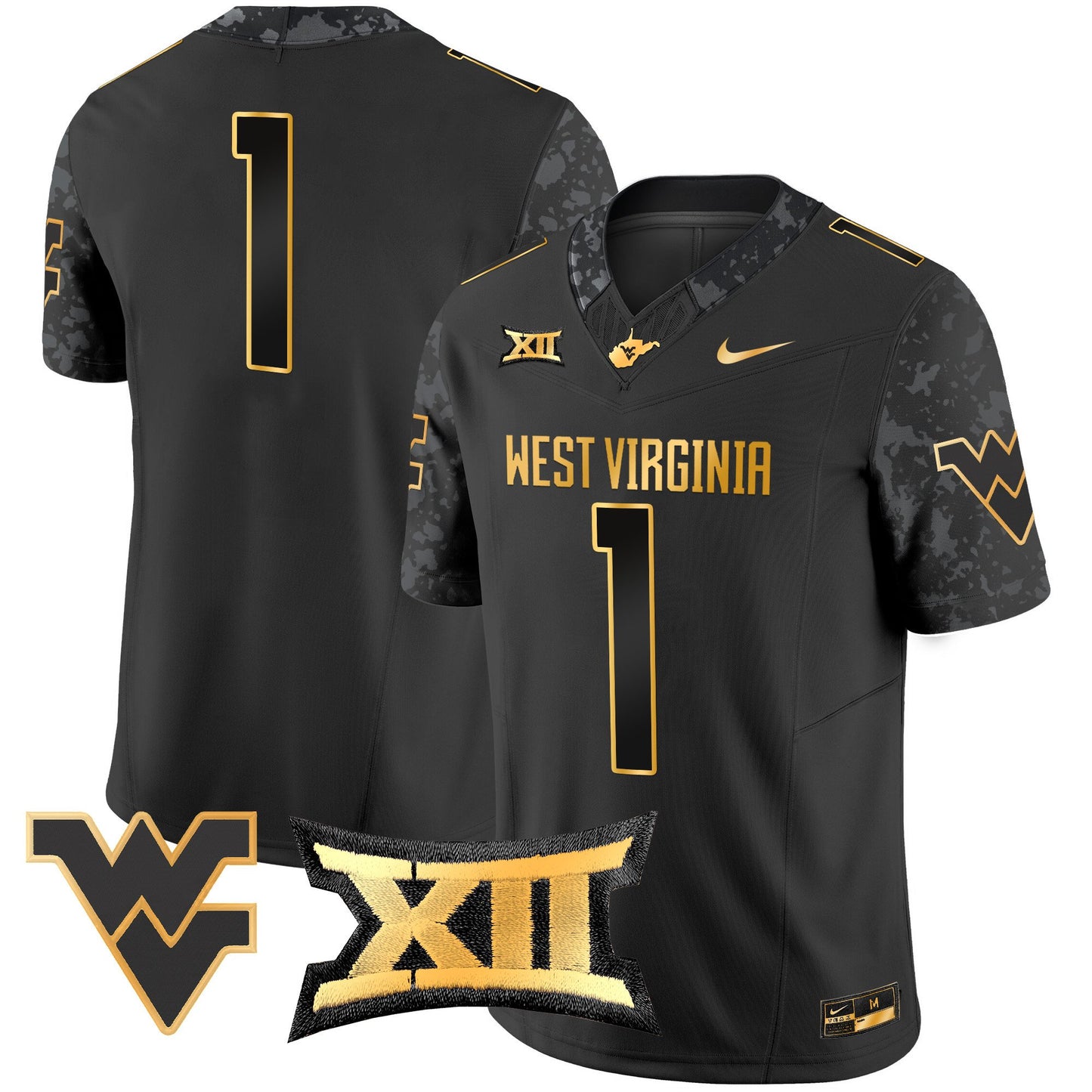 West Virginia Mountaineers 2024 Gold Vapor Limited Jersey - All Stitched
