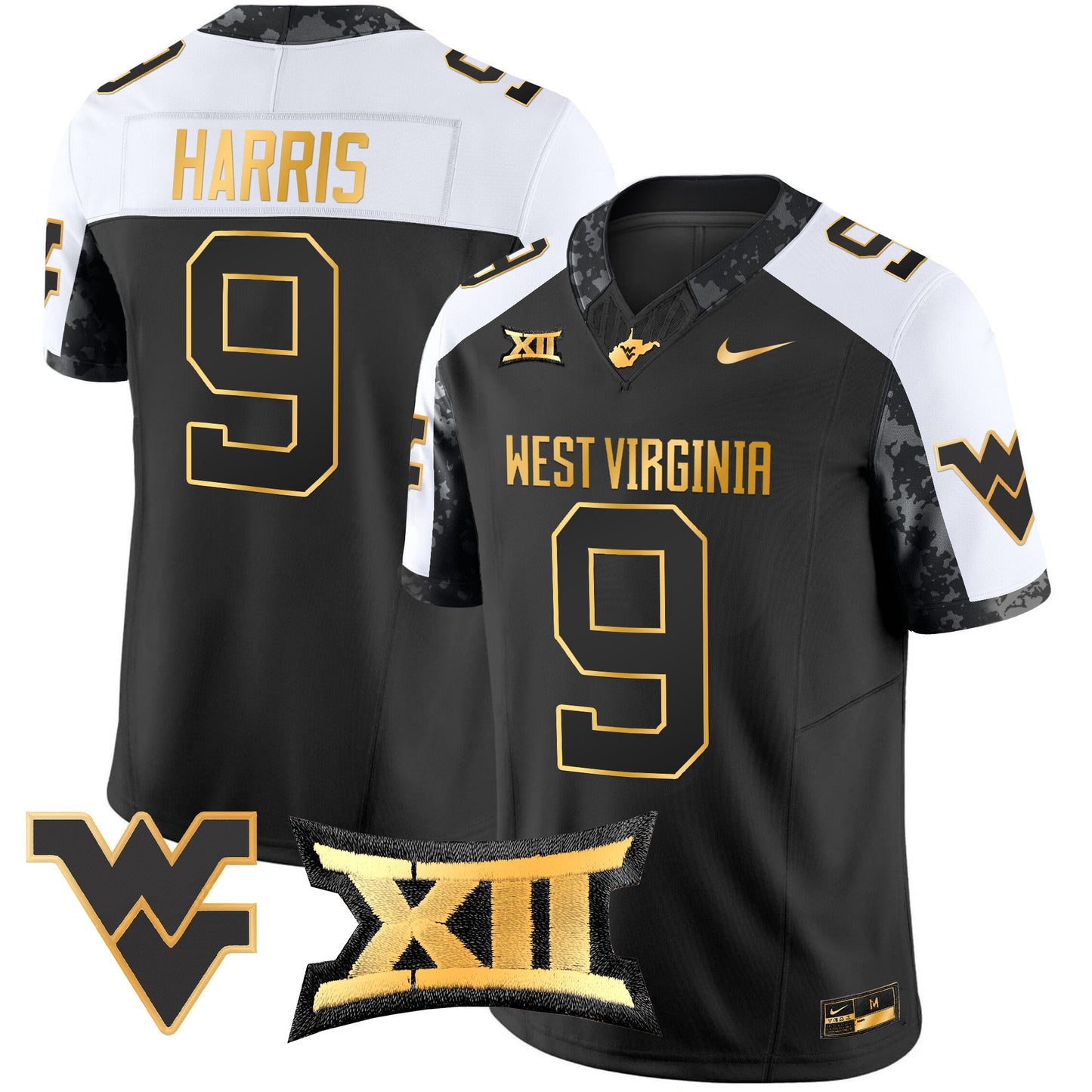West Virginia Mountaineers 2024 Gold Vapor Limited Jersey - All Stitched