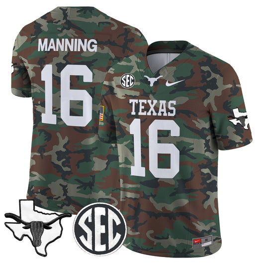 Texas Longhorns 2024 Military Vapor Limited Jersey V2 - All Stitched