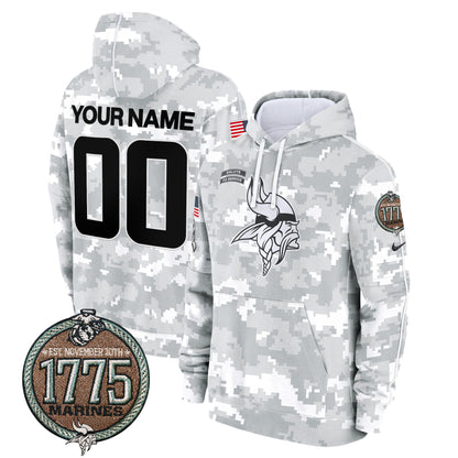 Minnesota Vikings 2024 Salute to Service Establishment Year Patch Custom Fleece Pullover Hoodie