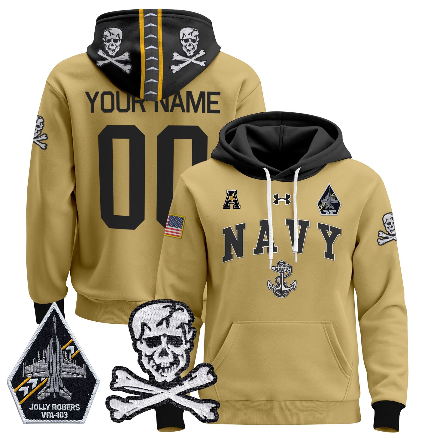 Navy Midshipmen 2024 Custom Pullover Hoodie V4