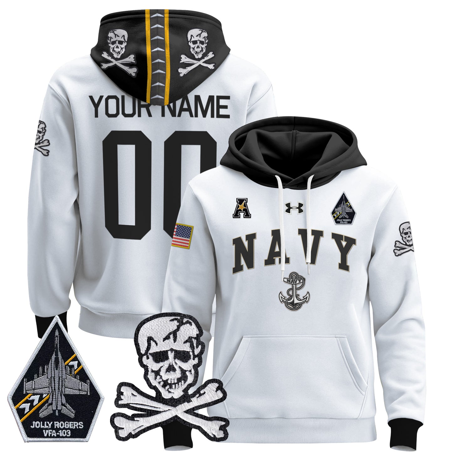 Navy Midshipmen 2024 Custom Pullover Hoodie V4