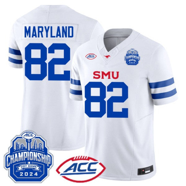 Men’s SMU Mustangs ACC Championship Patch Vapor Limited Jersey - All Stitched