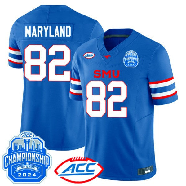 Men’s SMU Mustangs ACC Championship Patch Vapor Limited Jersey - All Stitched
