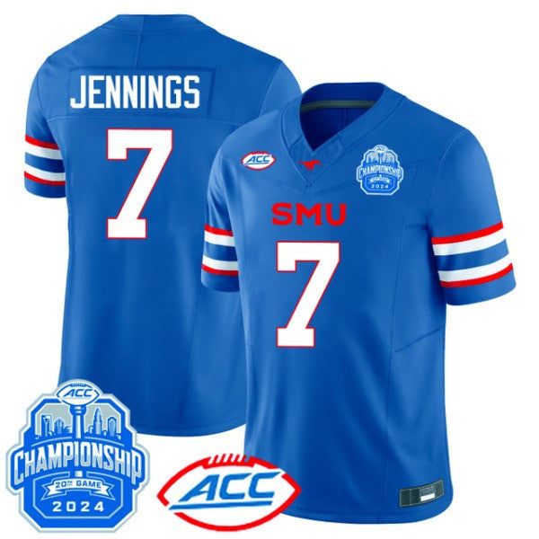 Men’s SMU Mustangs ACC Championship Patch Vapor Limited Jersey - All Stitched