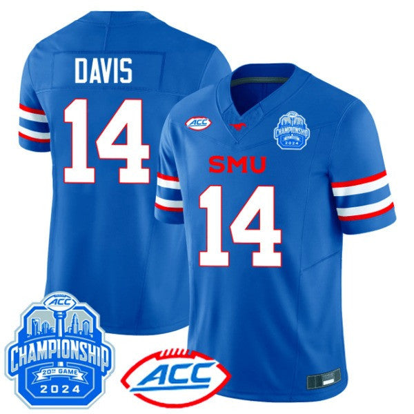 Men’s SMU Mustangs ACC Championship Patch Vapor Limited Jersey - All Stitched
