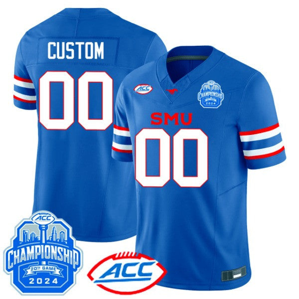 SMU Mustangs ACC Championship Patch Vapor Limited Custom Jersey - All Stitched