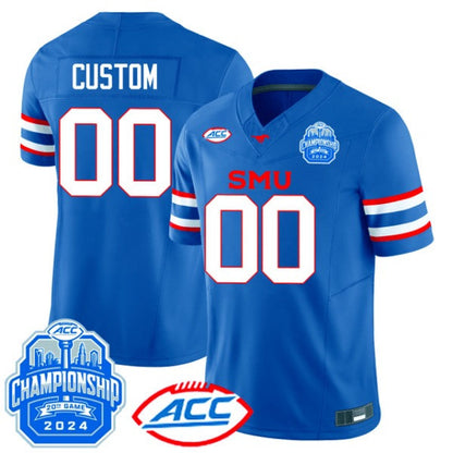 SMU Mustangs ACC Championship Patch Vapor Limited Custom Jersey - All Stitched
