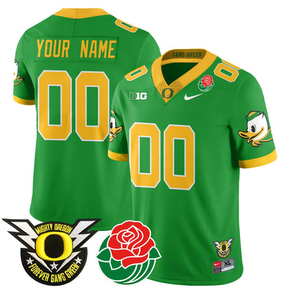 Custom Name/Gender Oregon Ducks 2024 Rose Bowl Jersey N1 - All Stitched
