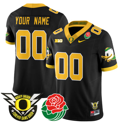 Custom Name/Gender Oregon Ducks 2024 Rose Bowl Jersey N1 - All Stitched