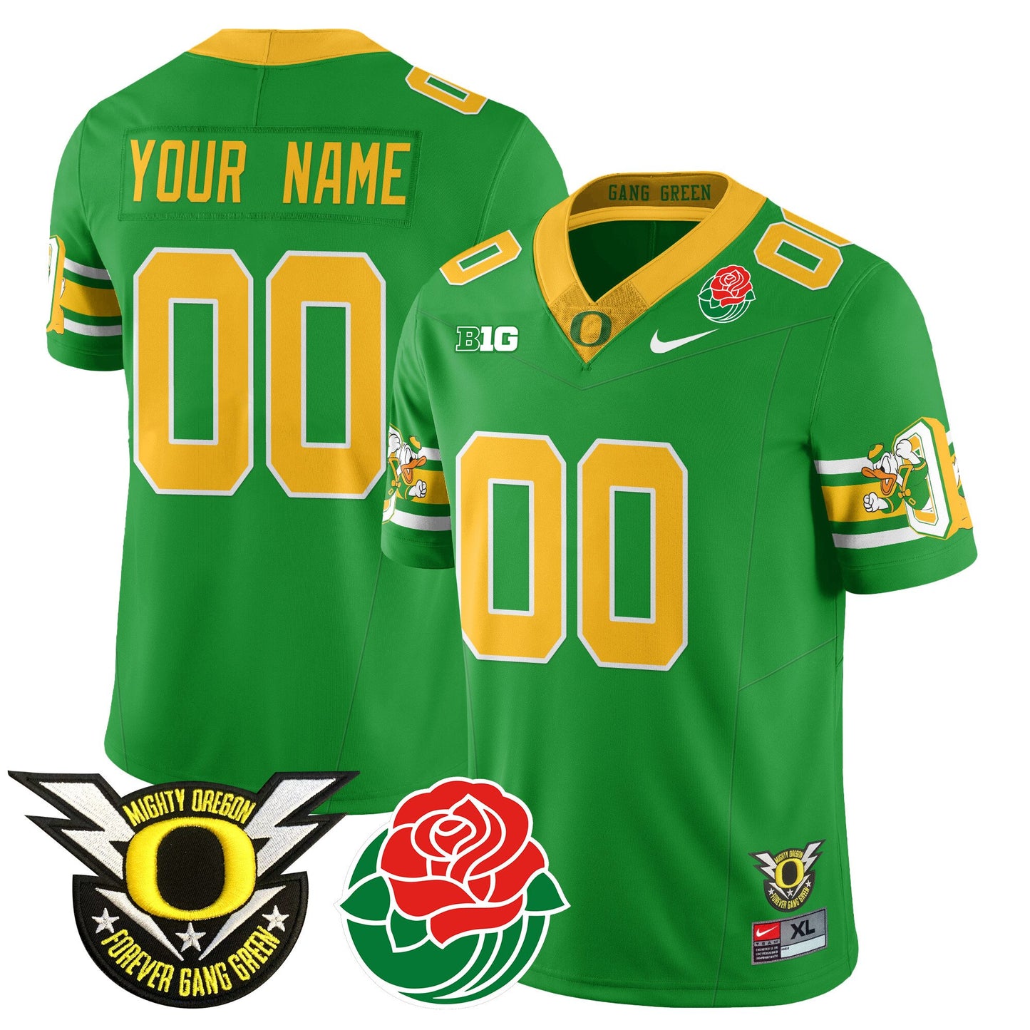Custom Name/Gender Oregon Ducks 2024 Rose Bowl Jersey - All Stitched