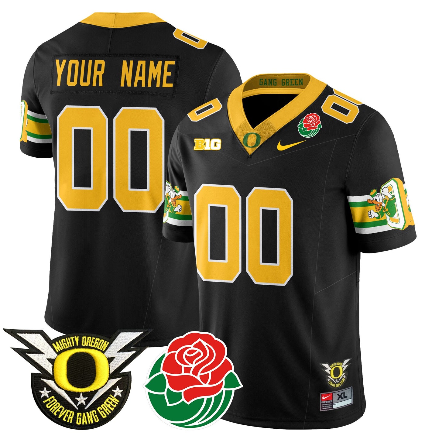 Custom Name/Gender Oregon Ducks 2024 Rose Bowl Jersey - All Stitched