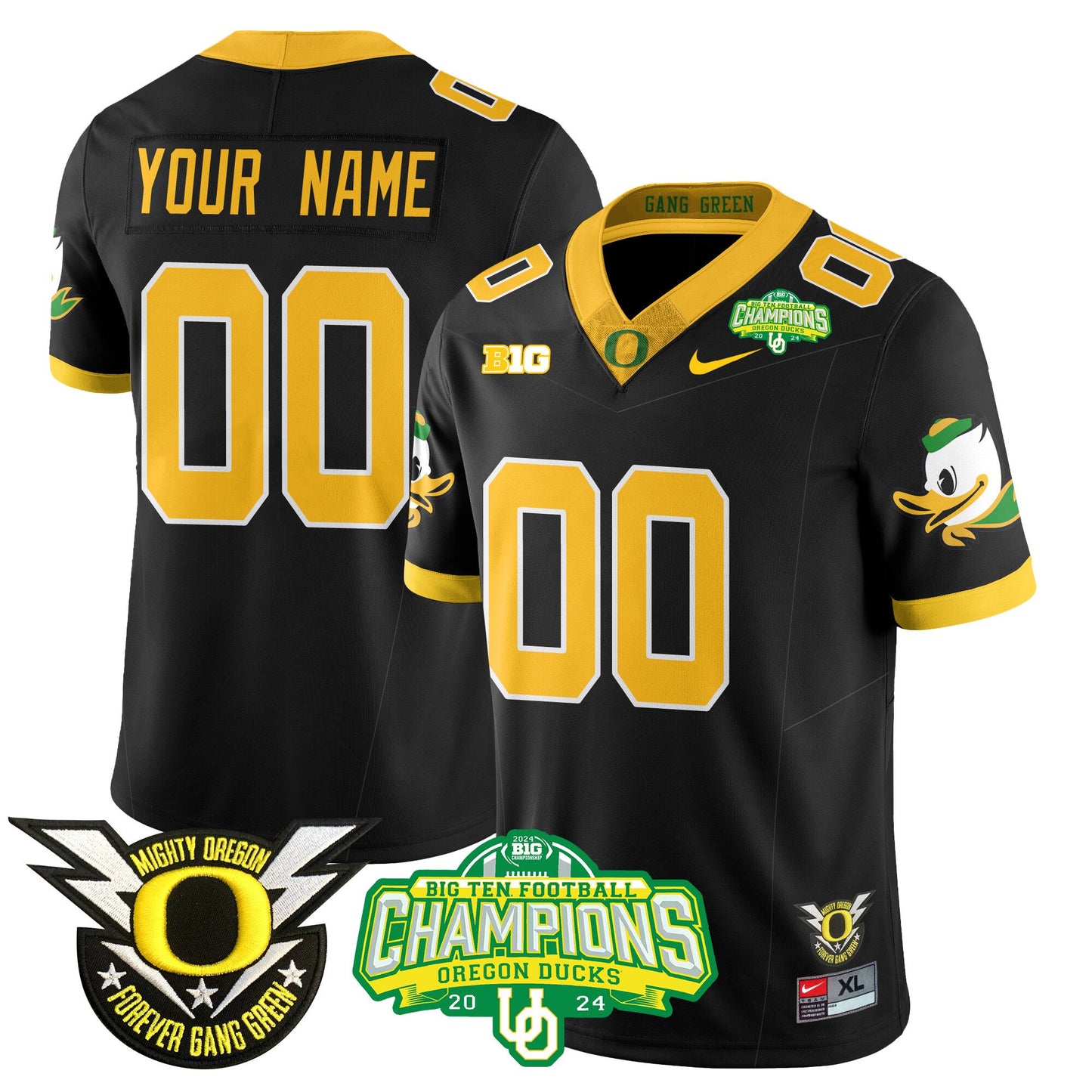 Custom Gender/Size Oregon Ducks 2024 Big Ten Champions Jersey N1 - All Stitched