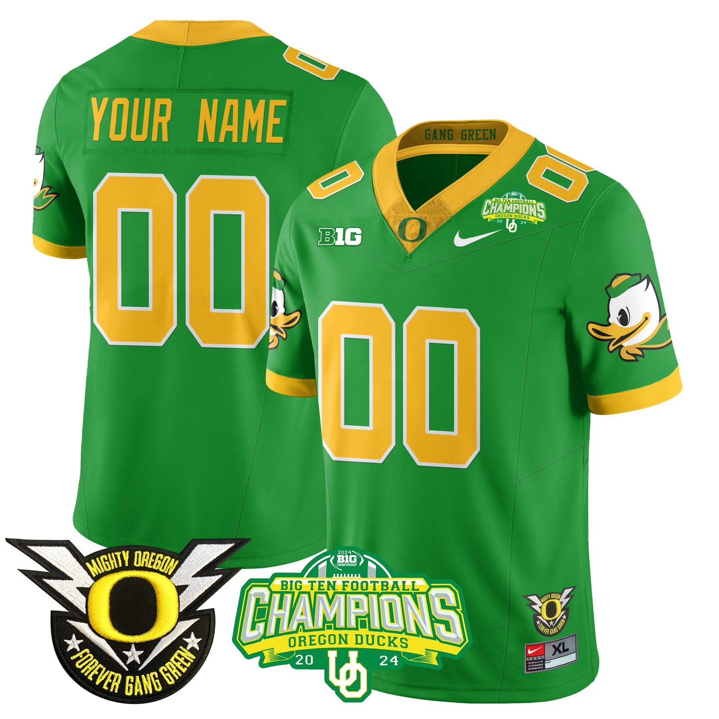 Custom Gender/Size Oregon Ducks 2024 Big Ten Champions Jersey N1 - All Stitched