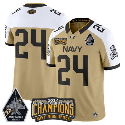 Navy Midshipmen 2024 Commander-In-Chief's Trophy Champions Patch Vapor Limited Jersey - All Stitched