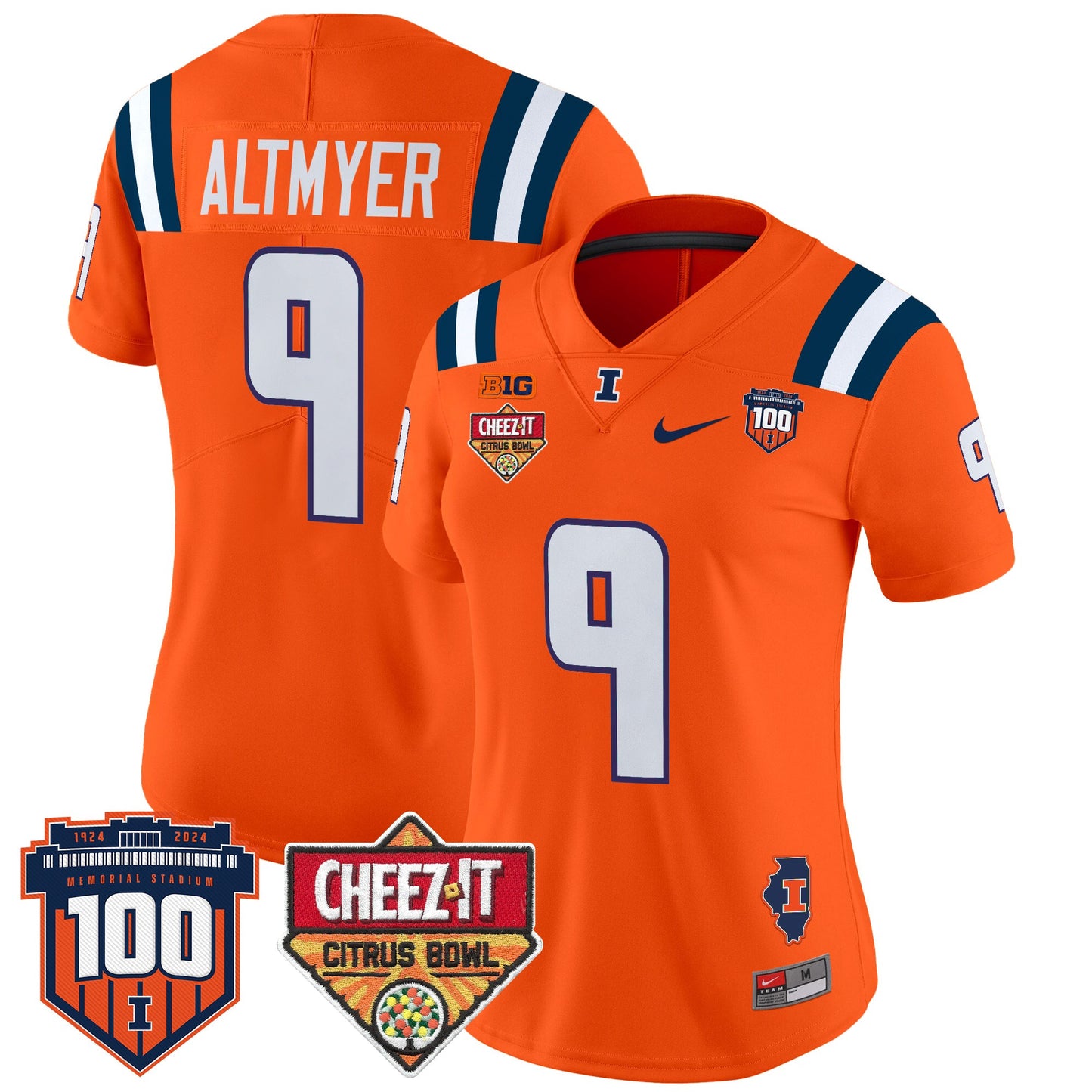 Women's Illinois Fighting Illini 2025 Cheez-It Citrus Bowl Patch Vapor Limited Jersey - All Stitched