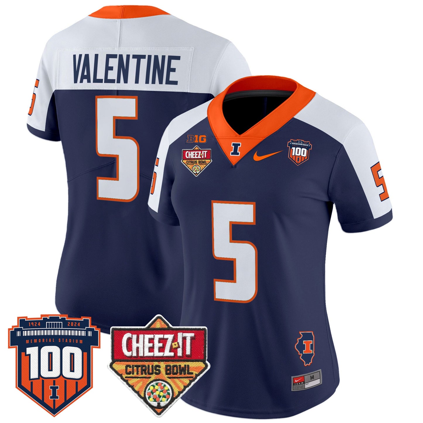 Women's Illinois Fighting Illini 2025 Cheez-It Citrus Bowl Patch Vapor Limited Jersey - All Stitched