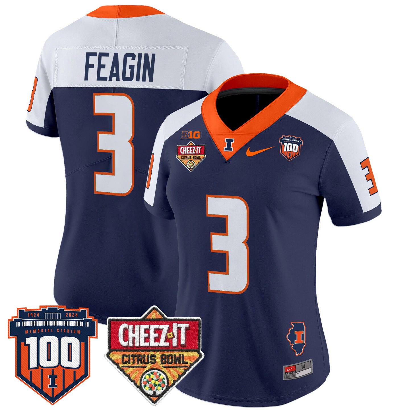Women's Illinois Fighting Illini 2025 Cheez-It Citrus Bowl Patch Vapor Limited Jersey - All Stitched