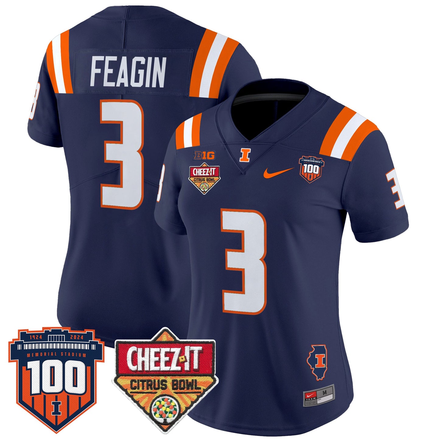 Women's Illinois Fighting Illini 2025 Cheez-It Citrus Bowl Patch Vapor Limited Jersey - All Stitched