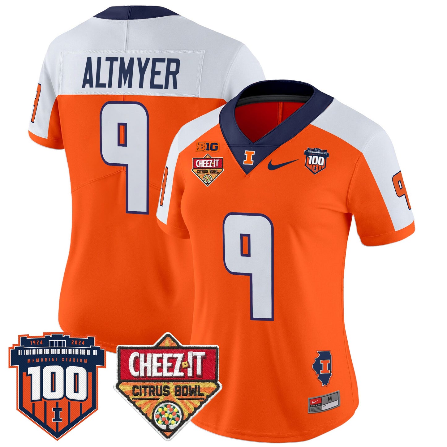 Women's Illinois Fighting Illini 2025 Cheez-It Citrus Bowl Patch Vapor Limited Jersey - All Stitched