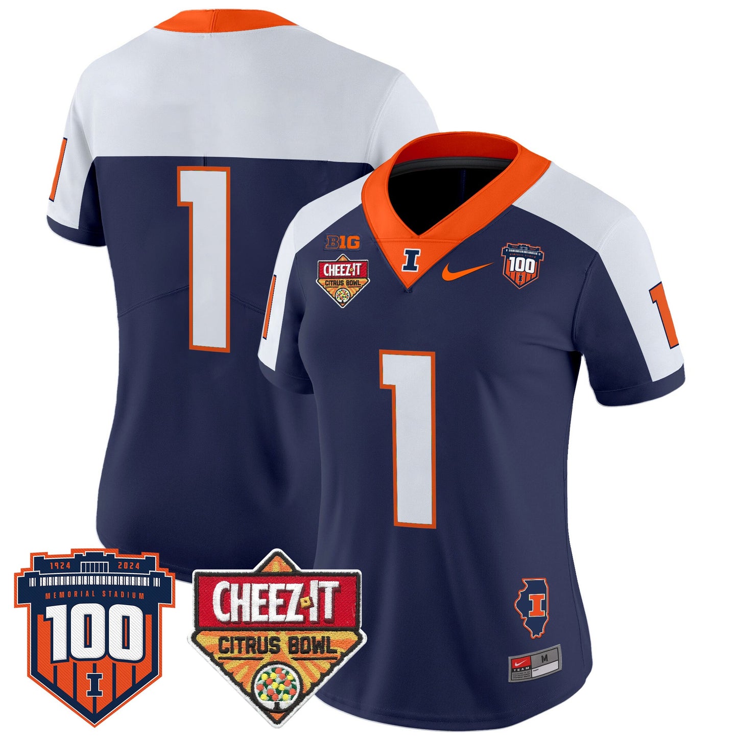 Women's Illinois Fighting Illini 2025 Cheez-It Citrus Bowl Patch Vapor Limited Jersey - All Stitched
