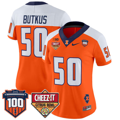 Women's Illinois Fighting Illini 2025 Cheez-It Citrus Bowl Patch Vapor Limited Jersey - All Stitched