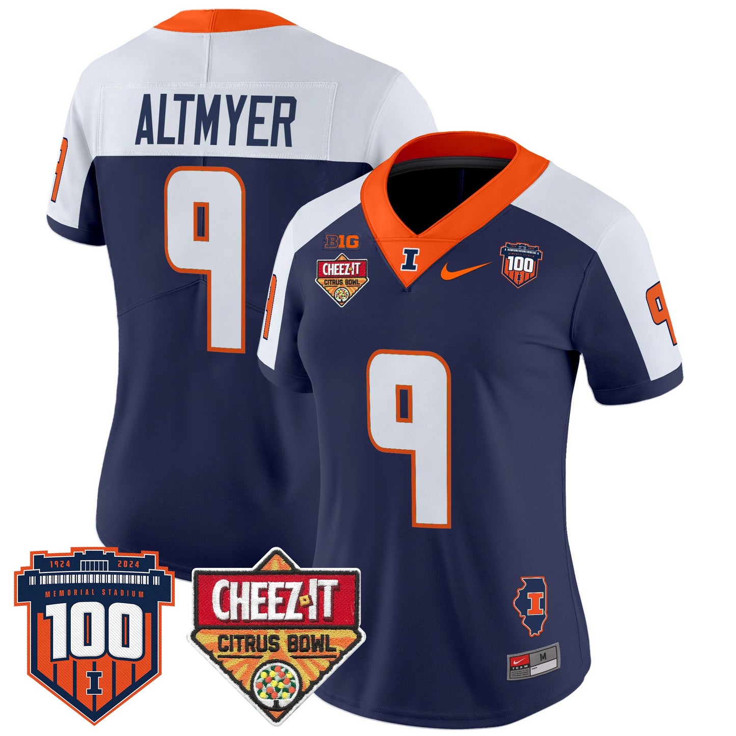 Women's Illinois Fighting Illini 2025 Cheez-It Citrus Bowl Patch Vapor Limited Jersey - All Stitched