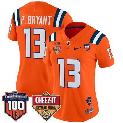 Women's Illinois Fighting Illini 2025 Cheez-It Citrus Bowl Patch Vapor Limited Jersey - All Stitched