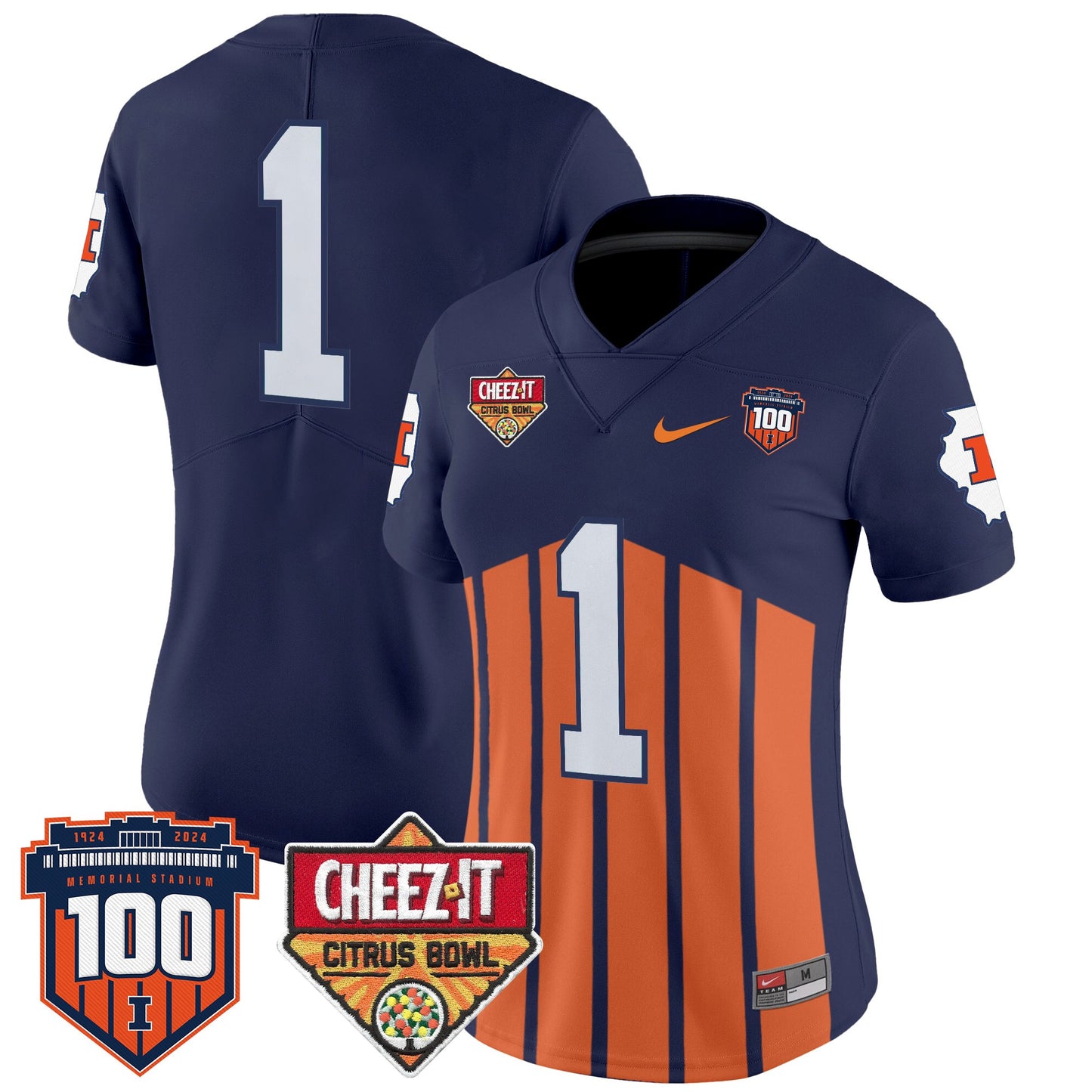 Women's Illinois Fighting Illini 2025 Cheez-It Citrus Bowl Patch Vapor Limited Jersey - All Stitched