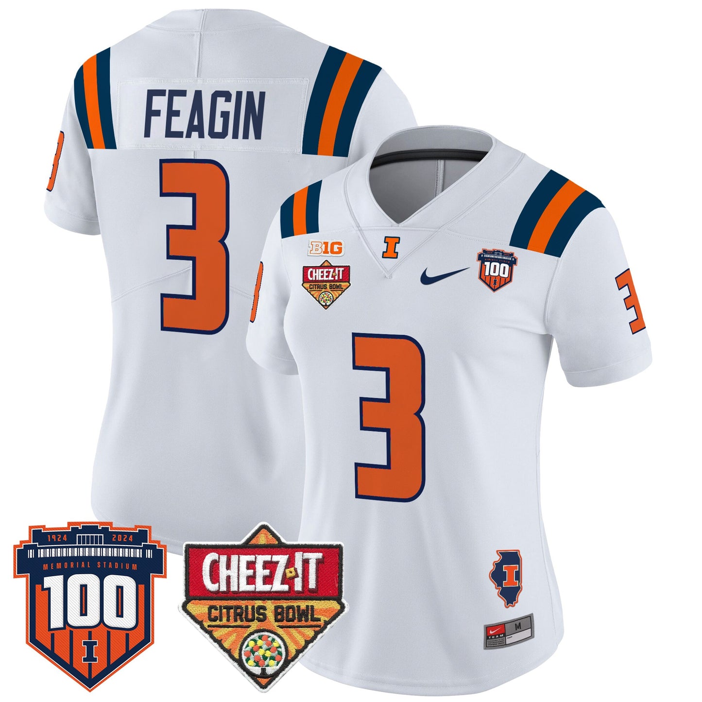 Women's Illinois Fighting Illini 2025 Cheez-It Citrus Bowl Patch Vapor Limited Jersey - All Stitched