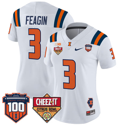Women's Illinois Fighting Illini 2025 Cheez-It Citrus Bowl Patch Vapor Limited Jersey - All Stitched