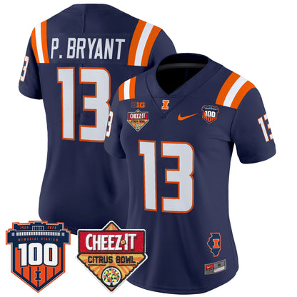 Women's Illinois Fighting Illini 2025 Cheez-It Citrus Bowl Patch Vapor Limited Jersey - All Stitched