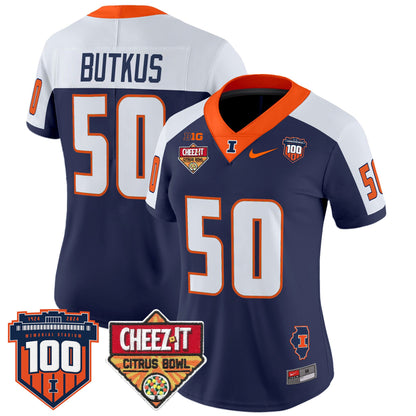 Women's Illinois Fighting Illini 2025 Cheez-It Citrus Bowl Patch Vapor Limited Jersey - All Stitched