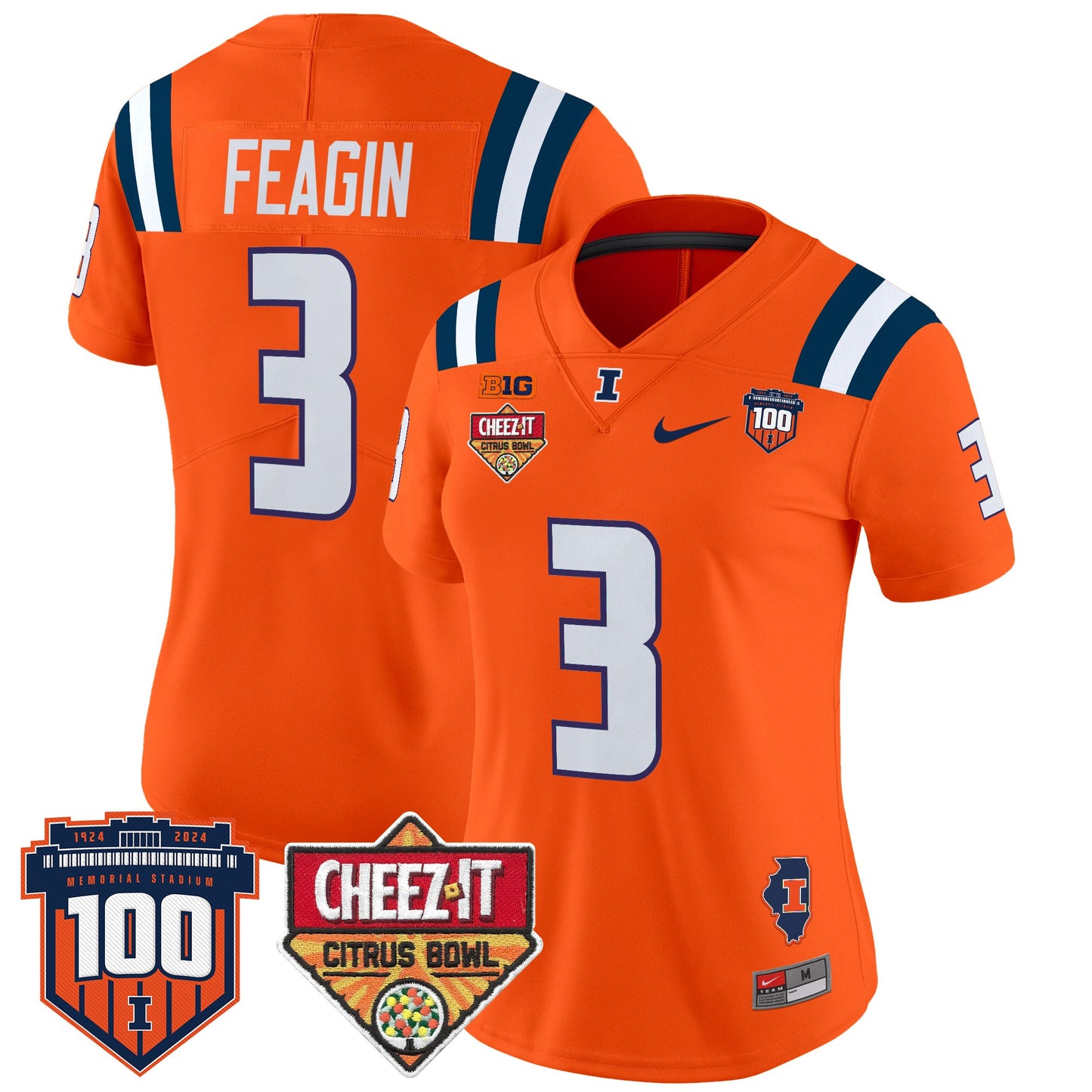 Women's Illinois Fighting Illini 2025 Cheez-It Citrus Bowl Patch Vapor Limited Jersey - All Stitched