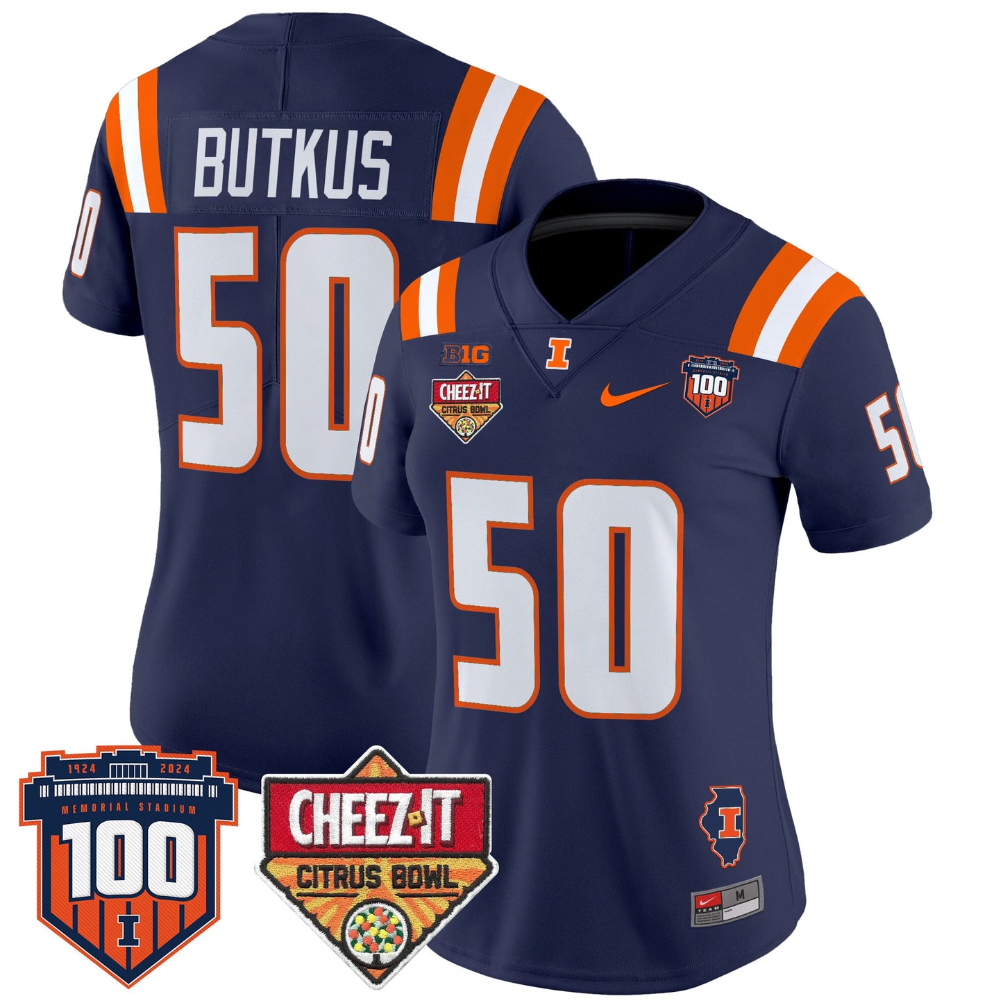 Women's Illinois Fighting Illini 2025 Cheez-It Citrus Bowl Patch Vapor Limited Jersey - All Stitched