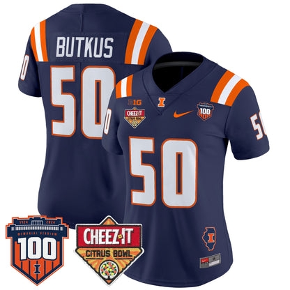 Women's Illinois Fighting Illini 2025 Cheez-It Citrus Bowl Patch Vapor Limited Jersey - All Stitched