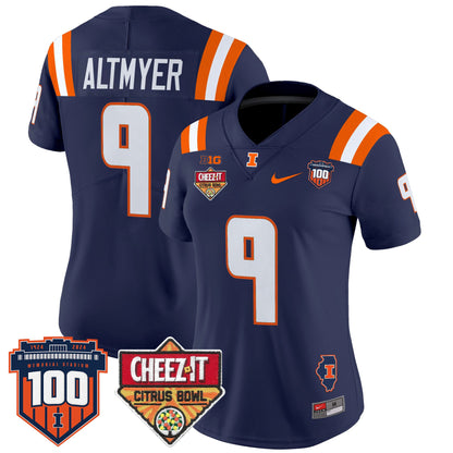 Women's Illinois Fighting Illini 2025 Cheez-It Citrus Bowl Patch Vapor Limited Jersey - All Stitched