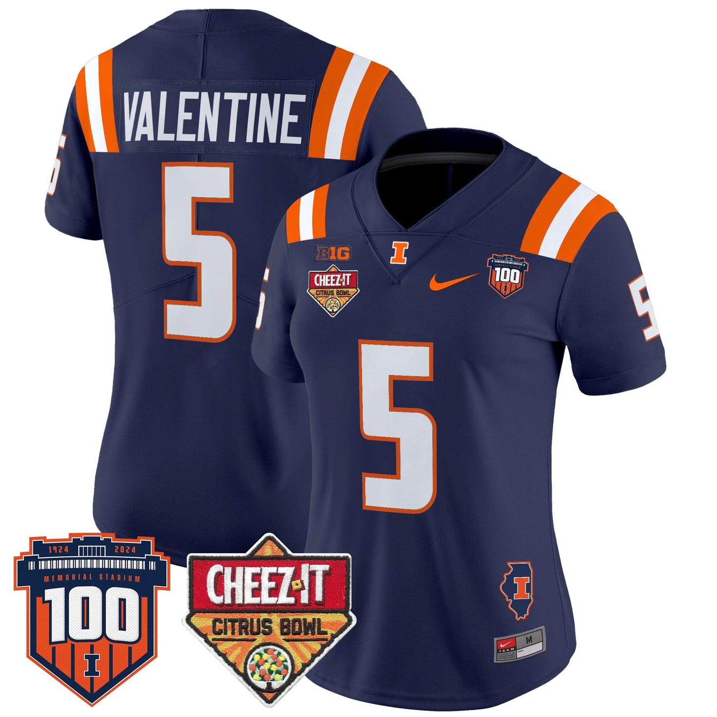 Women's Illinois Fighting Illini 2025 Cheez-It Citrus Bowl Patch Vapor Limited Jersey - All Stitched