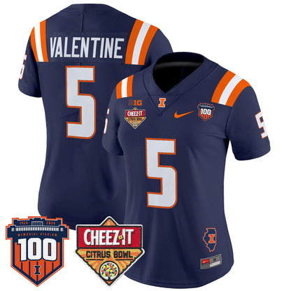 Women's Illinois Fighting Illini 2025 Cheez-It Citrus Bowl Patch Vapor Limited Jersey - All Stitched