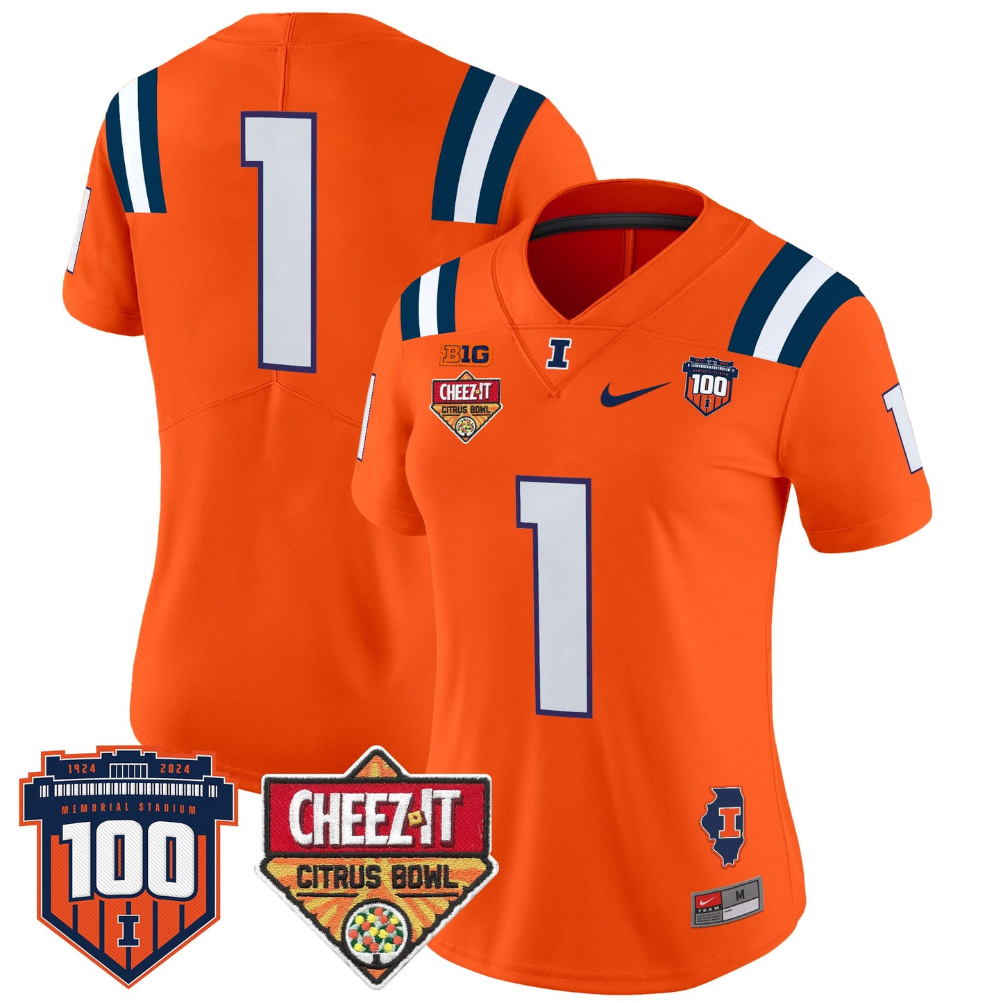 Women's Illinois Fighting Illini 2025 Cheez-It Citrus Bowl Patch Vapor Limited Jersey - All Stitched