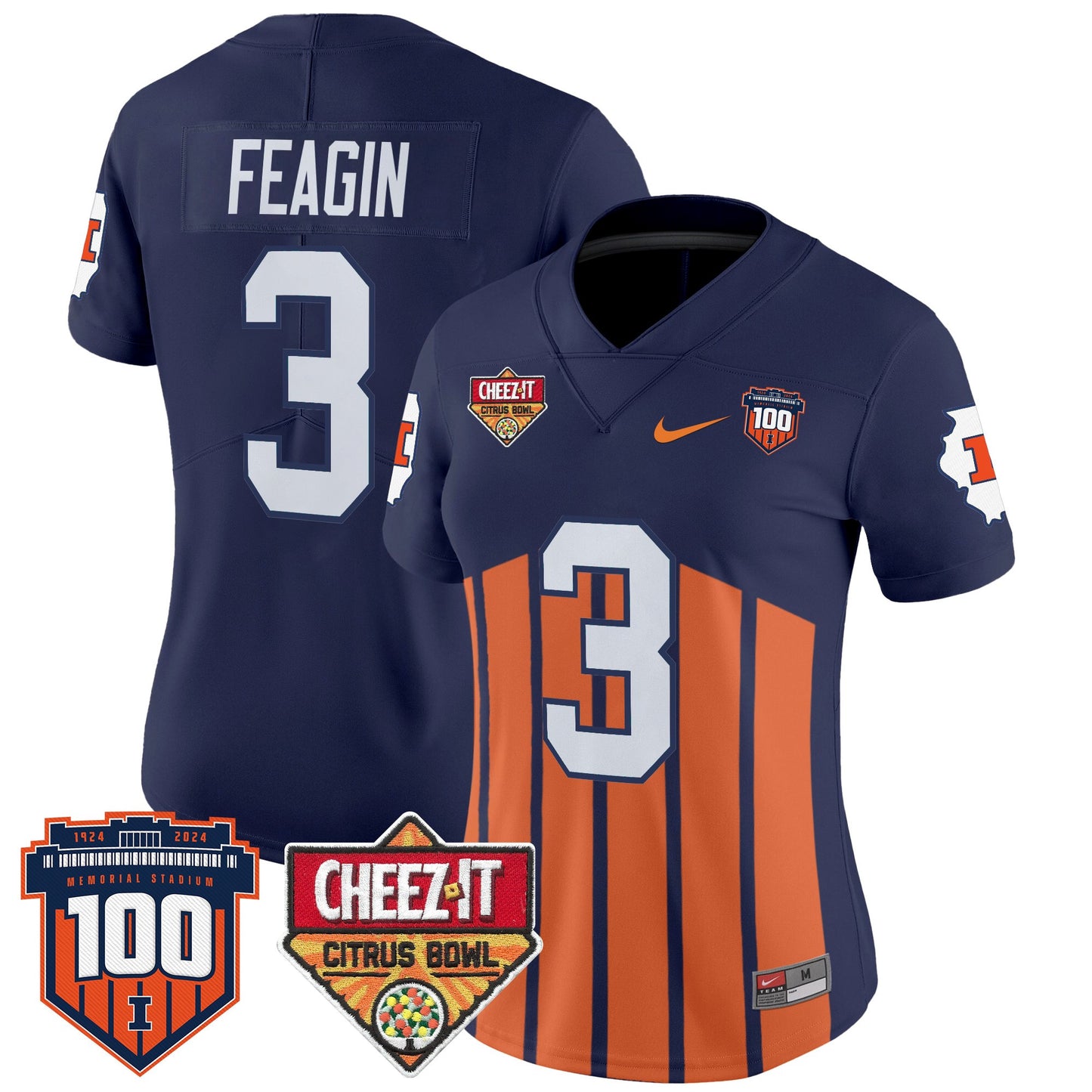 Women's Illinois Fighting Illini 2025 Cheez-It Citrus Bowl Patch Vapor Limited Jersey - All Stitched
